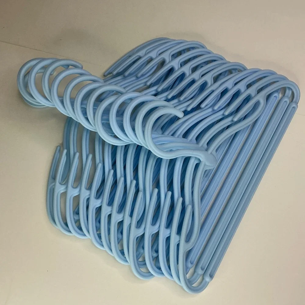 Blue Plastic Baby Hangers Kids 48 Pack Notched Slim Design 11.5 Inch
